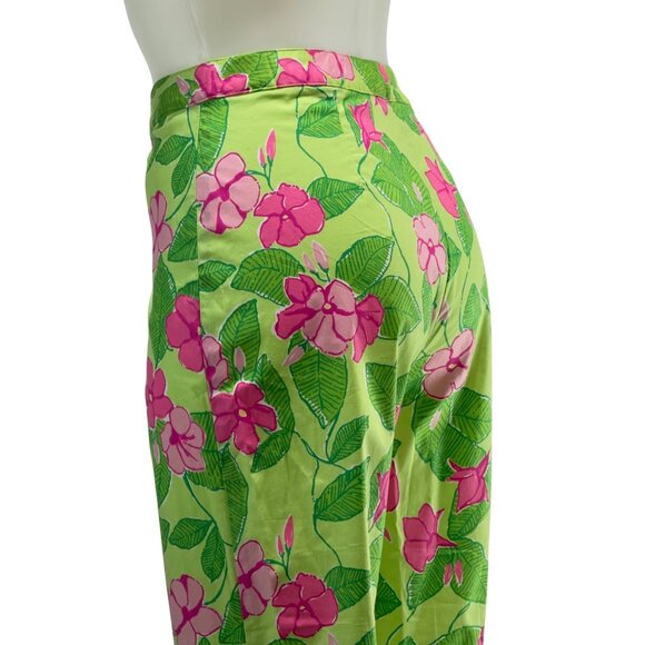 Lilly Pulitzer Pink Green Floral Print Cotton & Spandex Women's Pants Size 8 - Picture 9 of 15